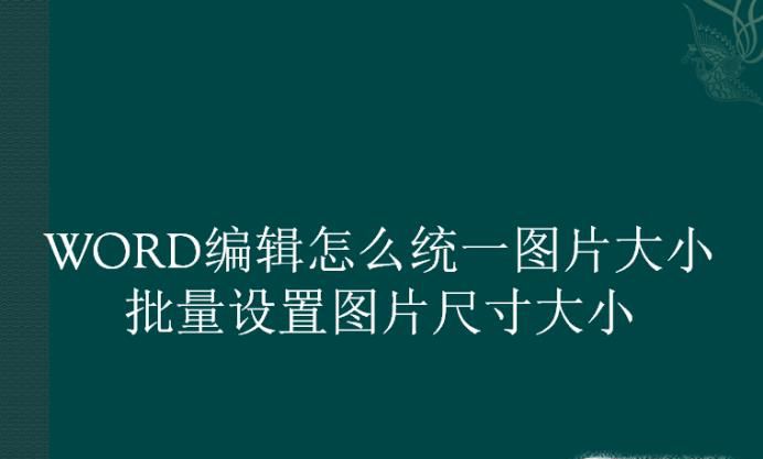 WORD编辑怎么统一图片大小批量设置图片尺寸大小